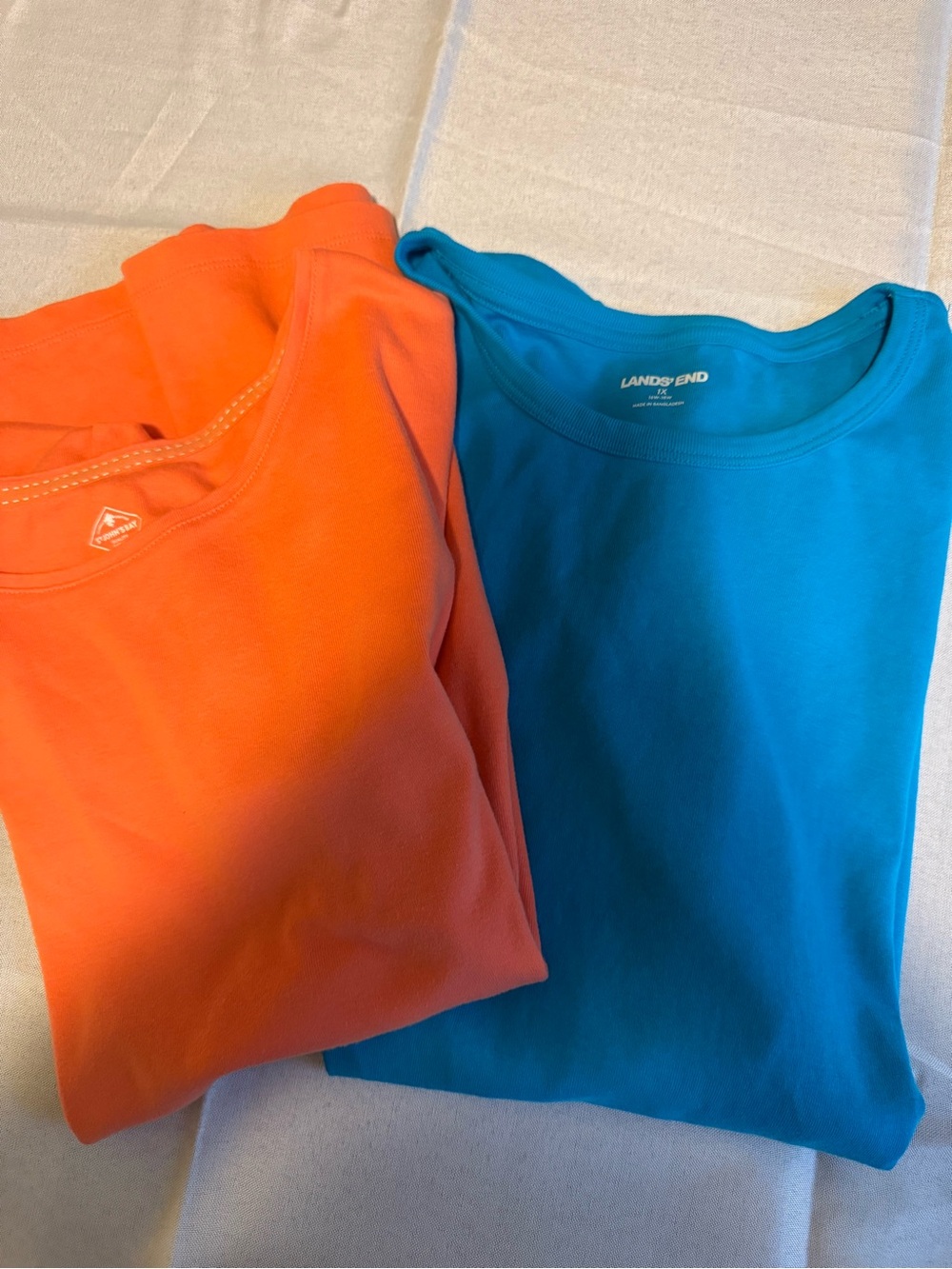 St. John's Bay Orange & Lands End Teal Short Sleeve Tees - 2 Pack